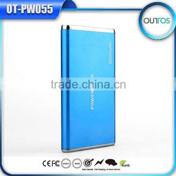 Aluminium alloy case rohs power bank 6000mah