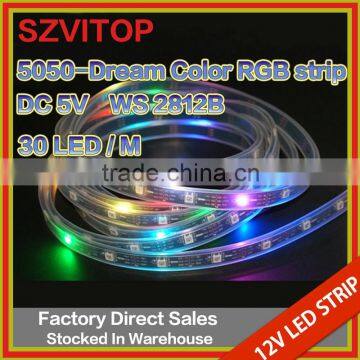 SV DC5V WS2812B 30led Addressable Dream Color 5M 5050 RGB LED Strip Epoxy Waterproof IP65 IP67