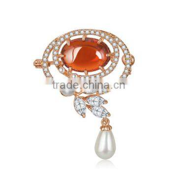 Rose Gold Plated Designer Victorian Brooch With AAA+ Cz Micro Pave Setting for Women and Men