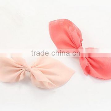 Plain Solid Color Hair Bows For Girls,Korean Fabric Organza Bow With Snap Hair Clip