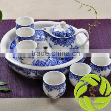 China 8pcs promotional Chinese teaset hand printing special dragon design bone teaset 350ml teapot 6pcs 100ml teacup tea tray