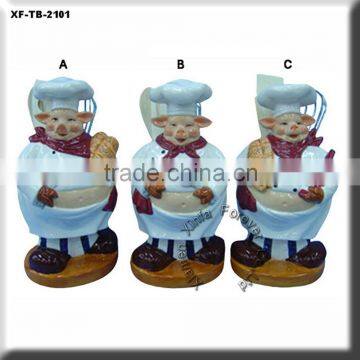 ceramic cook figurine,stool holder,kitchenware