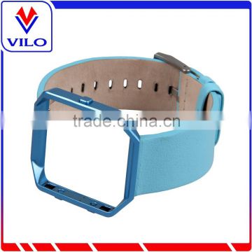 Wholesale High Quality Genuine Leather Watch Strap+Metal Frame For Fitbit Blaze, For Fitbit Blaze Leather Band