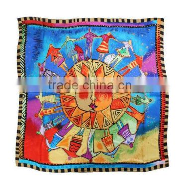 Fashion Printed Silk Square Foulard or Print Silk Scarf