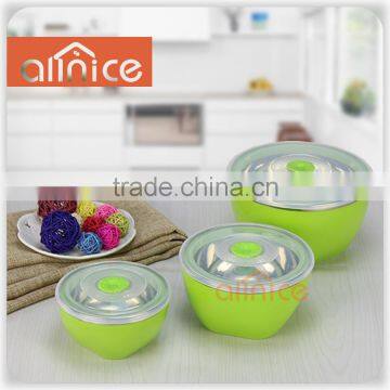 Stainless Steeltainer Leak-proof [3-piece Set] ALLNICE Kitchen Nesting Mixing Bowls, 6 Vibrant Colorful Bowls Plus Lids