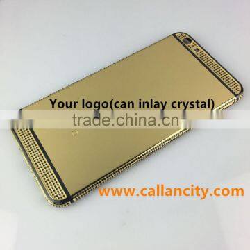 China factory price hotsell diamond replacement for iphone 6s gold housing 24k custom