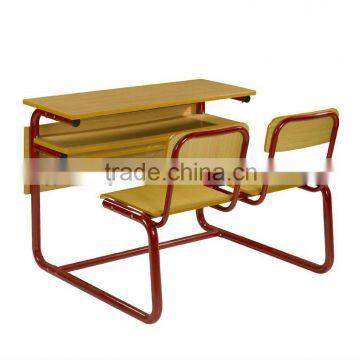 attached school desks and chair