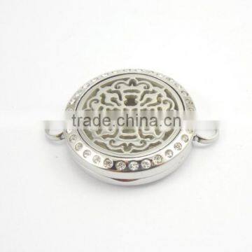 Fashion Round Silver Old World Cross Aromatherapy Essential Oils Diffuser Locket For Bangle Bracelet