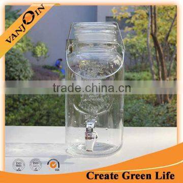Beverage Dispenser 4L Glass Mason Jar With Tap photo-2