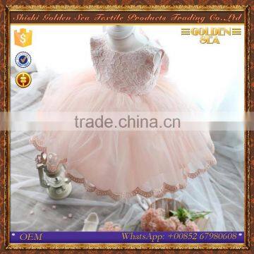 Newest custom princess bowknot lace party flower baby girl fairy dress