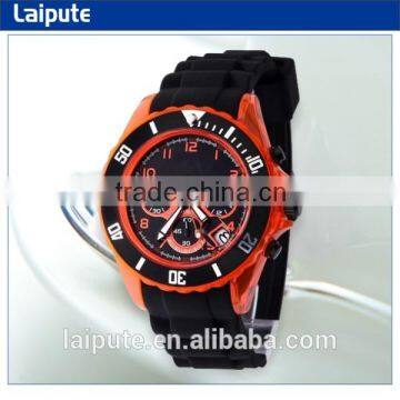 Fashion Multifunction Environmental Silicone Strap Orange&Black Cheap Elegant Sport Watch