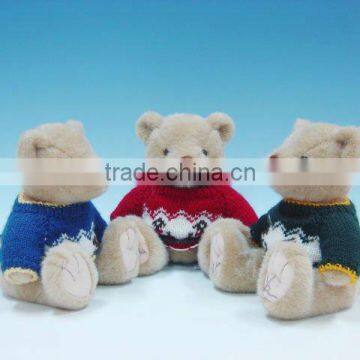 25cm nice lovely 3-colour stuffed plush teddy bear with knitted dress