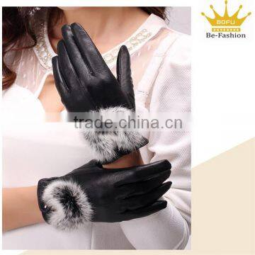 warm winter gloves women with thicken leather gloves