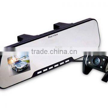 2014 New 2.7 Inch 720P HD 5.0M Pixel Dual Camera Lens AV-IN Reversing Rearview Mirror Car Black Box