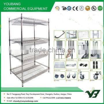 2015 hot sell New type NSF 48x24 inch light duty 4 layer chrome slant shelf rack (YB-WS013)