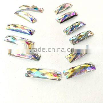 7*21 ab Color Rectangle Flat Back Faceted Sewing on Craft Trimming Garment Accessories Sew on 2 Holes