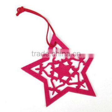 Woolen polyester felt Christmas tree hanger in shape of star Forever felt Xmas tree hanger