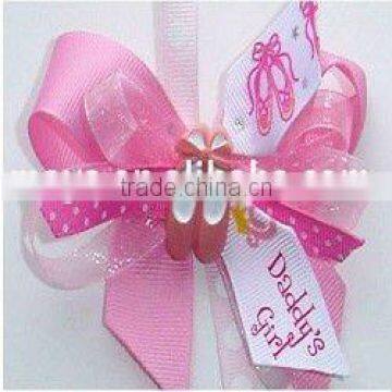 lovely pink Striped Grosgrain Ribbon Hair Bows