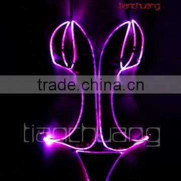 Sexy Tron Dance Luminous Underwear Set, Adult sexy lady tron dance LED clothes