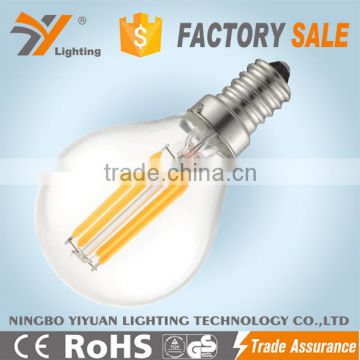 E14 leb bulb filament G45F 2W CE-LVD/EMC, RoHS, TUV-GS Approved Aluminium Glass