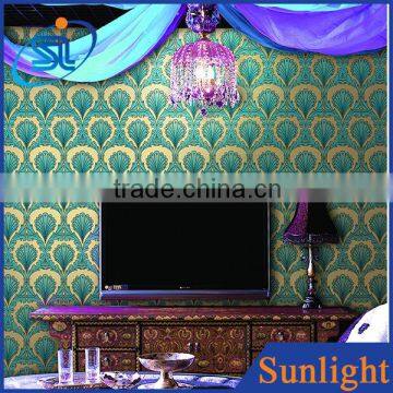 peacock feather pattern vinyl wallpaper entertainment 3d fashion wallpaper