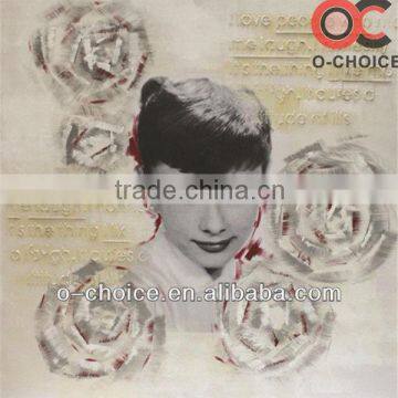 Audrey Hepburn portrait with rose flower oil painting for wall hangings