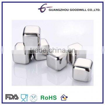 6PCS FDA Safe Stainless Steel Chilling Reusable Whiskey Wine Drinks Ice Cubes