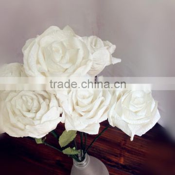 handmade paper flower, funeral decoration flower, white crepe paper flower