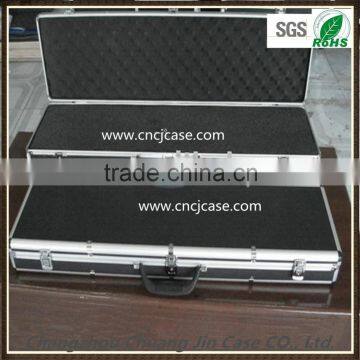 Silver double rifle storage aluminum gun case