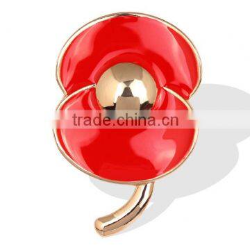 2016 Factory Wholesale New Design Crystal Poppy Brooch