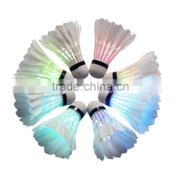 White Goose Feather Shuttlecocks Birdies Badminton Ball Game Sport Glow In Dark shuttlecock Dark Light Up Feather Ball Training