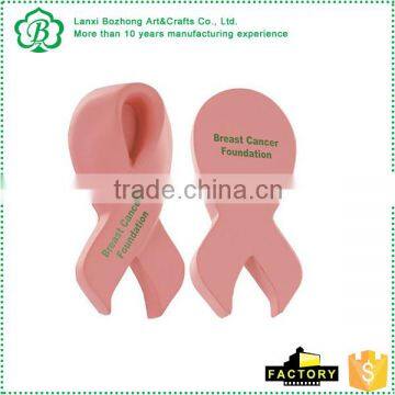 PU Foam Pink Awareness Ribbon Stress Ball for promotion