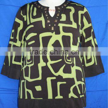 All over print plus size blouse for middle aged women