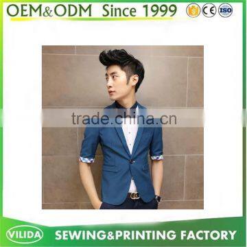 OEM Custom Design Wholesale Men's Trim Fit Casual Short Navy Blazer photo-6