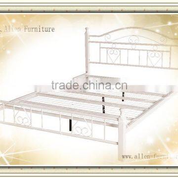 Double Queen size Designer Antique home platform Metal bed with headboard and footboard white