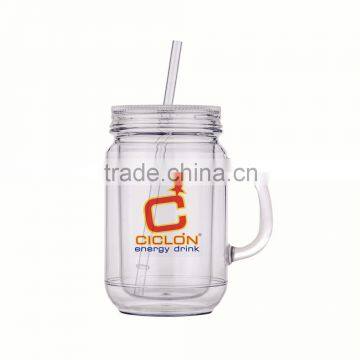 Mason jars with lids and straws