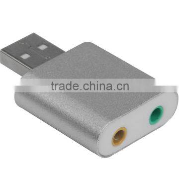 Aluminum alloy sound card adapter, virtual 7.1 channel usb sound adapter, 7.1 channel sound card