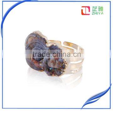 New Design!!Natural Crystal Quartz Druzy Ring Natural Gemstone Ring photo-4