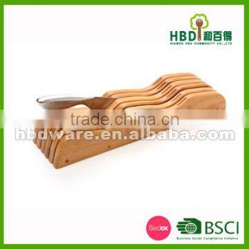 High quality Bamboo wood knife block, knife holder with FDA/LFGB certificate