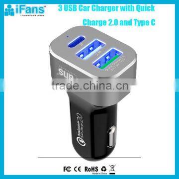 Qualcomm certified quick charger QC 3.0 3 usb car charger for samsung galaxy s6 MacBook