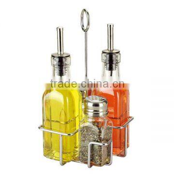 SINOGLASS trade assurance 4pcs salt and pepper clear glass oil and vinegar cruet