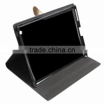 new arrival black leather case for iPad 2/new iPad pu case