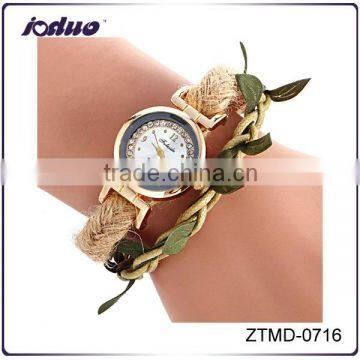 Hand Made 2016 DIY Fashion Cord With Leaf Watches