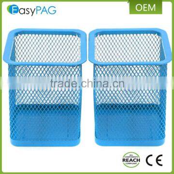 EasyPAG 2 Pcs 2.8 inch Blue Square Metal Mesh Maganetic Pen Pencil Holder