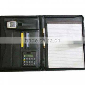 Multi-function Brown Leather Business Notebook for Manager