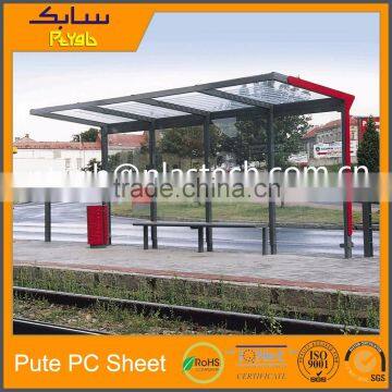 poly carbonate material light transmission sheet bus sun roof clear roof bus shelter