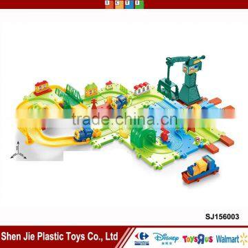 Intelligent children plastic electric railway car building block toy