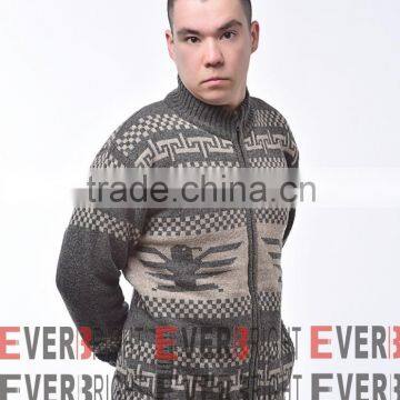 plus size menswear OEM Service jacquard sweater zipper cardigan