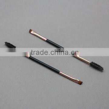 High quality double end eyebrow eyelash brush, black and rose gold eye brush