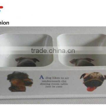 2015 best selling 26*15.5*6cm double square melamine pet bowl